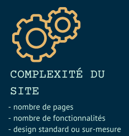 Complexité du site : nombre de pages, nombre de fonctionnalités, design standard ou sur-mesure